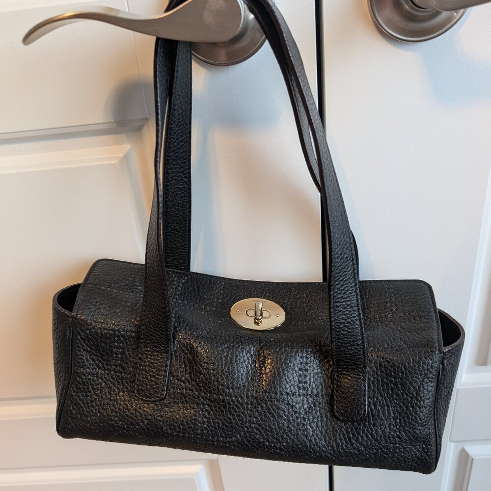 kate spade Black Pebbled Leather Shoulder Bag with Turnlock